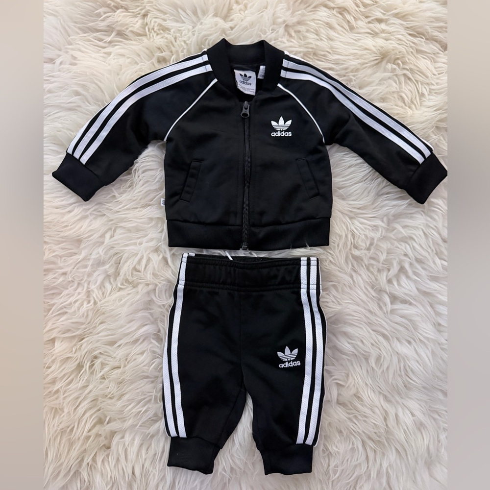 Adidas Infant Black and White Tracksuit 0-3m